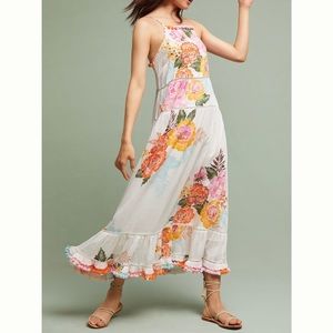 FARM Rio x Anthropologie Floral Pom-Pom Maxi Dress